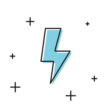 Siyah Şimşek simgesi beyaz arkaplanda izole edildi. Flaş işareti. Flaş ikonunu yükle. Gök gürültüsü. Yıldırım çarpması. Vektör İllüstrasyonu