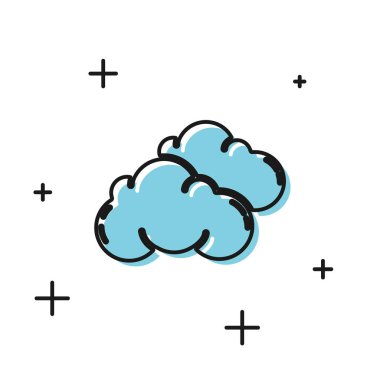 Beyaz arka planda yalıtılmış Siyah Bulut simgesi. Vektör İllüstrasyonu