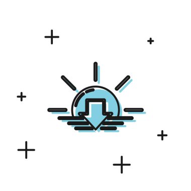 Siyah Günbatımı simgesi beyaz arkaplanda izole edildi. Vektör İllüstrasyonu