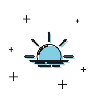 Siyah Gündoğumu simgesi beyaz arkaplanda izole edildi. Vektör İllüstrasyonu