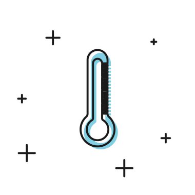 Siyah Termometre simgesi beyaz arka plan üzerinde izole. Vektör İllüstrasyonu