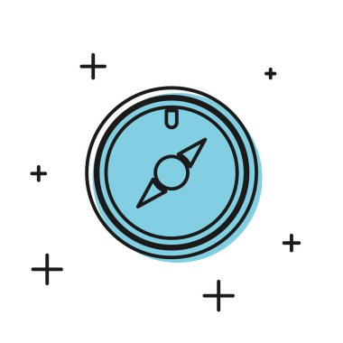 Siyah Rüzgar gül simgesi beyaz arkaplanda izole edildi. Seyahat için pusula simgesi. Navigasyon tasarımı. Vektör İllüstrasyonu