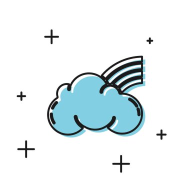 Beyaz arka planda izole edilmiş bulut simgesine sahip Siyah Gökkuşağı. Vektör İllüstrasyonu