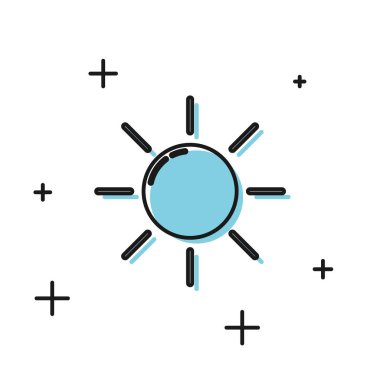 Siyah Güneş simgesi beyaz arka plan üzerinde izole. Vektör İllüstrasyonu