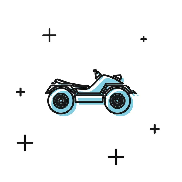 Schwarzes Geländefahrzeug oder ATV-Motorradsymbol isoliert auf weißem Hintergrund. Quad fahren. Extremsport. Vektorillustration — Stockvektor