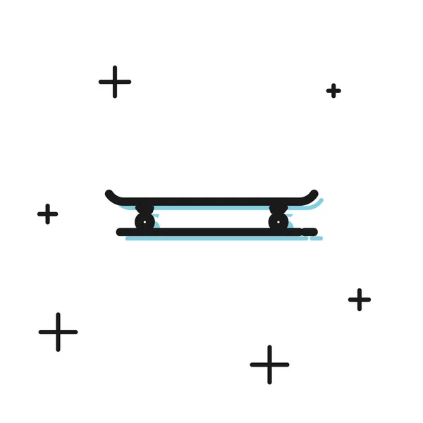 Black Skateboard icon isolated on white background. Extreme sport. Sport equipment. Vector Illustration — Stock Vector