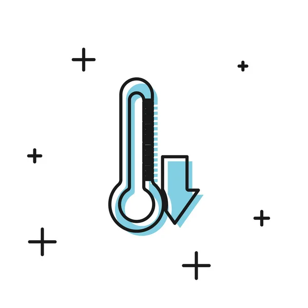 Ikon termometer hitam diisolasi pada latar belakang putih. Ilustrasi Vektor - Stok Vektor