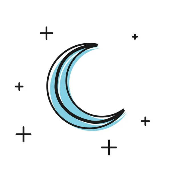 白い背景に隔離された黒い月と星のアイコン。ベクトルイラストレーション — ストックベクタ