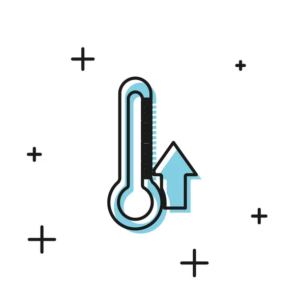 Ikon termometer hitam diisolasi pada latar belakang putih. Ilustrasi Vektor - Stok Vektor