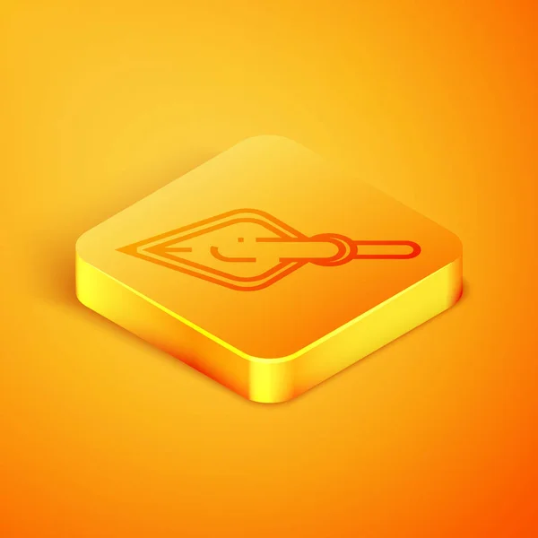 Isometric line Hipster arrow tip icon isolated on orange background. Orange square button. Vector Illustration — Stock Vector