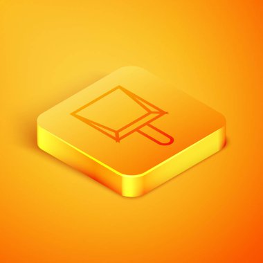 Turuncu arka planda izole edilmiş İzometrik çizgi Dustpan simgesi. Temizlik kepçe hizmetleri. Turuncu kare düğme. Vektör İllüstrasyonu