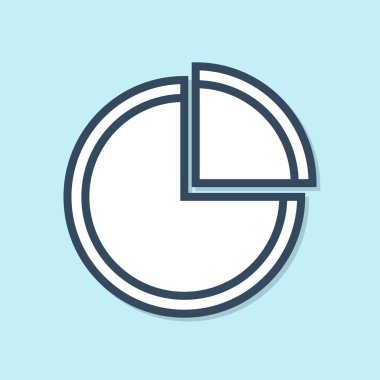 Mavi çizgi pasta grafiği bilgi simgesi mavi arkaplanda izole edildi. Diyagram çizelgesi. Vektör İllüstrasyonu