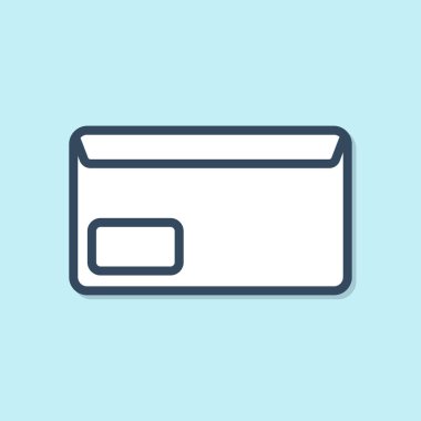 Mavi arka planda yalıtılmış Mavi çizgi Zarf simgesi. E-posta ileti mektubu simgesi. Vektör İllüstrasyonu