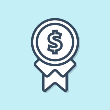 Mavi arka planda yalıtılmış iyi iş simgesi için Mavi çizgi Ödülü. Ayın çalışanı, yetenek ödülü, olağanüstü başarı, başarılı kişi. Vektör İllüstrasyonu