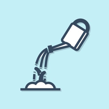 Mavi çizgi Sulama mavi arka plan üzerinde izole su simgesi ile olabilir. Bir filizi sulandırmak. Sulama sembolü. Vektör İllüstrasyonu