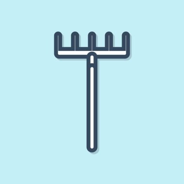 Mavi çizgi Bahçe komisyon simgesi mavi arka plan üzerinde izole. Bahçecilik, tarım, tarım için bir araç. Yer kültivatör. Temizlik ekipmanları. Vektör İllüstrasyonu