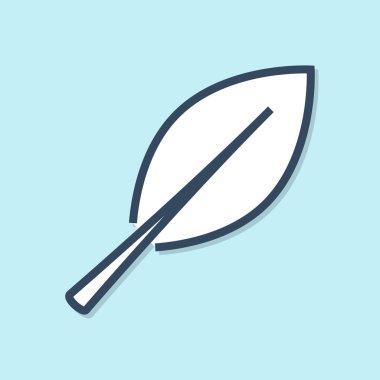 Mavi arka planda yalıtılmış mavi çizgi Yaprak simgesi. Taze doğal ürün sembolü. Vektör İllüstrasyonu