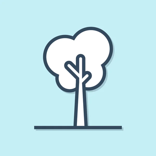 Niebieska linia ikona drzewa wyizolowana na niebieskim tle. Symbol lasu. Ilustracja wektorowa — Wektor stockowy