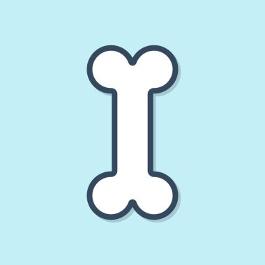 Mavi çizgi Köpek kemik simgesi mavi arka plan üzerinde izole. Evcil hayvan gıda sembolü. Vektör İllüstrasyonu