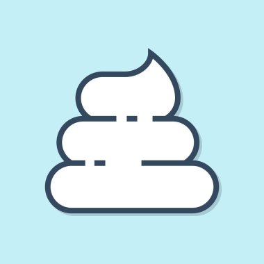 Mavi çizgi bok simgesi mavi arkaplanda izole edildi. Vektör İllüstrasyonu