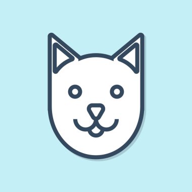 Mavi arka planda yalıtılmış Mavi çizgi Cat simgesi. Vektör İllüstrasyonu