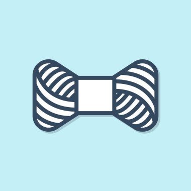 Mavi arka plan üzerinde izole makara simgesi üzerinde Mavi çizgi Dikiş iplik. İplik makara. İplik bobini. Vektör İllüstrasyonu