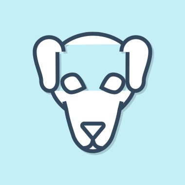 Mavi çizgi Avcılık köpek simgesi mavi arka plan üzerinde izole. Vektör İllüstrasyonu