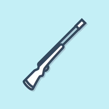 Mavi çizgi Mavi arka planda izole avcılık silah simgesi. Av tüfeği. Vektör İllüstrasyonu