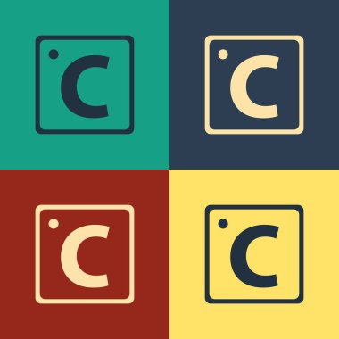 Renk arka planda yalıtılmış renk santigrat simgesi. Vintage tarzı çizim. Vektör İllüstrasyonu