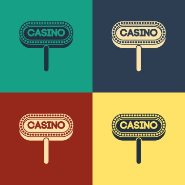 Color Casino signboard icon isolated on color background. Vintage style drawing. Vector Illustration vector stock vector