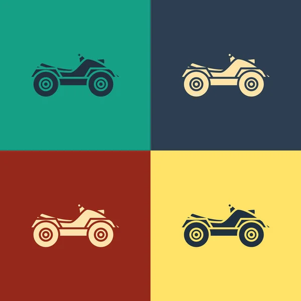 Colore All Terrain Veicolo o ATV icona del motociclo isolato su sfondo colore. Un quad. Sport estremi. Disegno in stile vintage. Illustrazione vettoriale — Vettoriale Stock