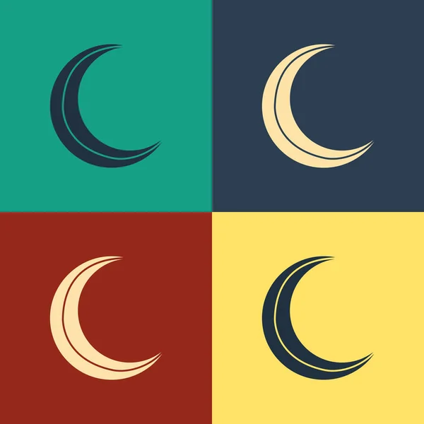 Farbe Mond und Sterne-Symbol isoliert auf farbigem Hintergrund. Vintage-Stil Zeichnung. Vektorillustration — Stockvektor