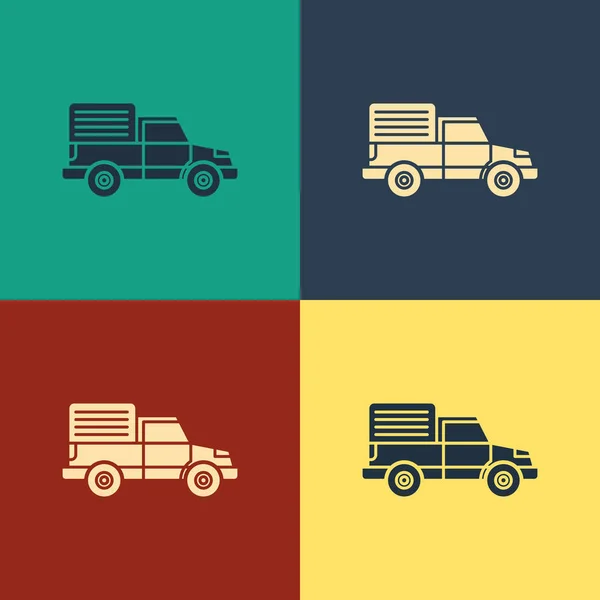 Barva dodávka nákladního automobilu ikona vozidla izolovaná na barevném pozadí. Kresba stylu. Vektorová ilustrace — Stockový vektor