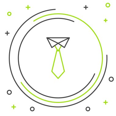 Siyah ve yeşil çizgi Kravat simgesi beyaz arka plan üzerinde izole. Kravat ve boyun bezi sembolü. Renkli anahat konsepti. Vektör İllüstrasyonu