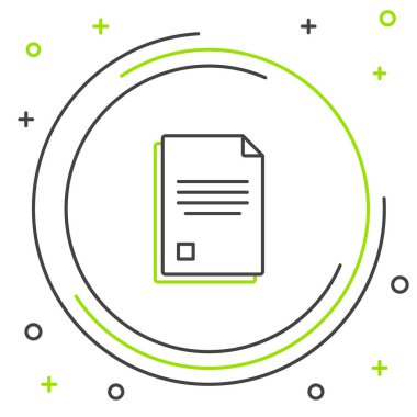 Siyah ve yeşil çizgi Beyaz arka planda yalıtılmış dosya belge simgesi. Denetim listesi simgesi. İş konsepti. Renkli anahat konsepti. Vektör İllüstrasyonu