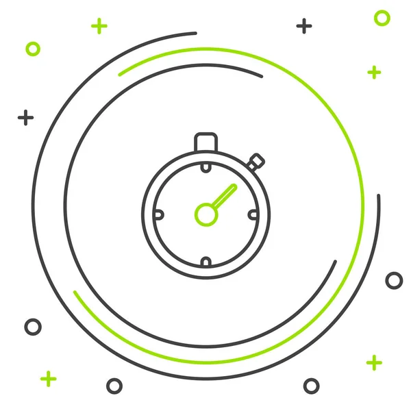 Μαύρη και πράσινη γραμμή χρονόμετρο εικονίδιο απομονώνεται σε λευκό φόντο. Πινακίδα χρονομέτρησης. Πινακίδα χρονομέτρου. Πολύχρωμη ιδέα περιγράμματος. Απεικόνιση διανυσματικών φορέων — Διανυσματικό Αρχείο