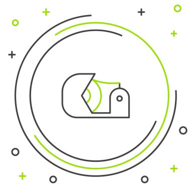 Siyah ve yeşil çizgi Scotch simgesi beyaz arka plan üzerinde izole. İş ve onarım için yapıştırıcı bant rulo. Yapışkan ambalaj bandı. Ofis aleti ve diğer şeyler. Renkli anahat konsepti. Vektör İllüstrasyonu