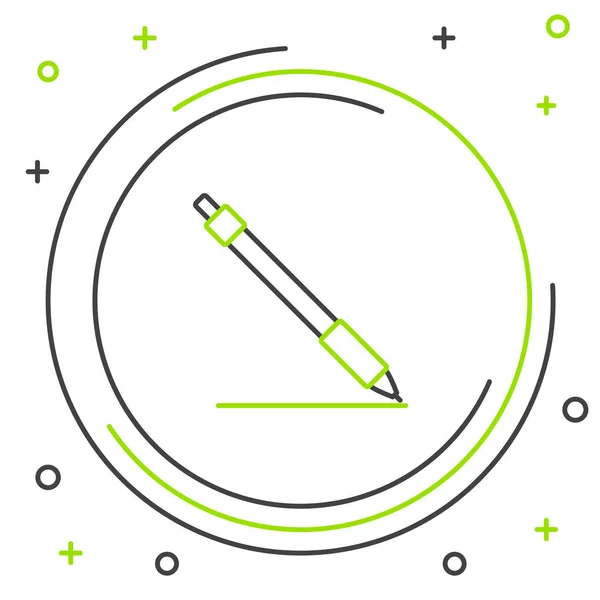 Schwarze und grüne Linie Stift Linie Symbol isoliert auf weißem Hintergrund. Buntes Rahmenkonzept. Vektorillustration — Stockvektor