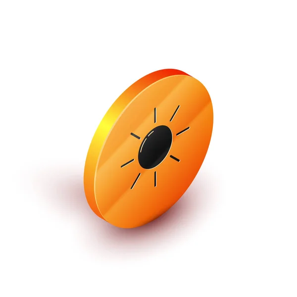 Isométrique icône du soleil isolé sur fond blanc. Bouton rond orange. Illustration vectorielle — Image vectorielle