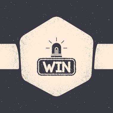 Grunge Casino win icon isolated on grey background. Monochrome vintage drawing. Vector Illustration vector stock vector