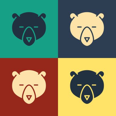 Renk arka planda yalıtılmış Renk Ayısı kafa simgesi. Vintage tarzı çizim. Vektör İllüstrasyonu