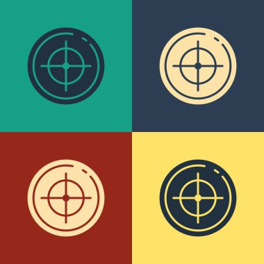 Renk arka planda izole rekabet simgesi çekim için Renk Hedef spor. Atış mesafesi veya atış için numaralarla hedefi temizleyin. Vintage tarzı çizim. Vektör İllüstrasyonu