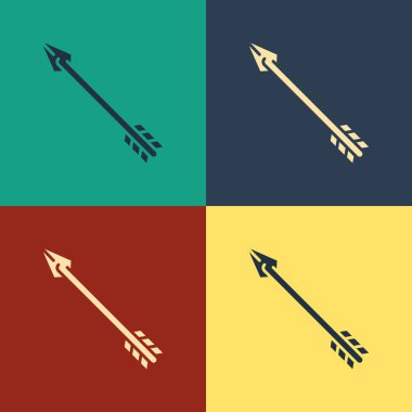 Renk arka planda yalıtılmış renk Hipster ok simgesi. Vintage tarzı çizim. Vektör İllüstrasyonu