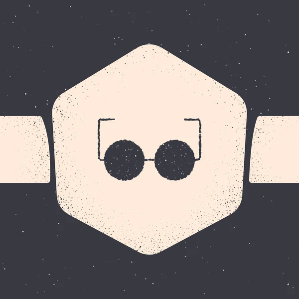 Icône Grunge Lunettes isolée sur fond gris. Symbole de monture de lunettes. Dessin vintage monochrome. Illustration vectorielle — Image vectorielle