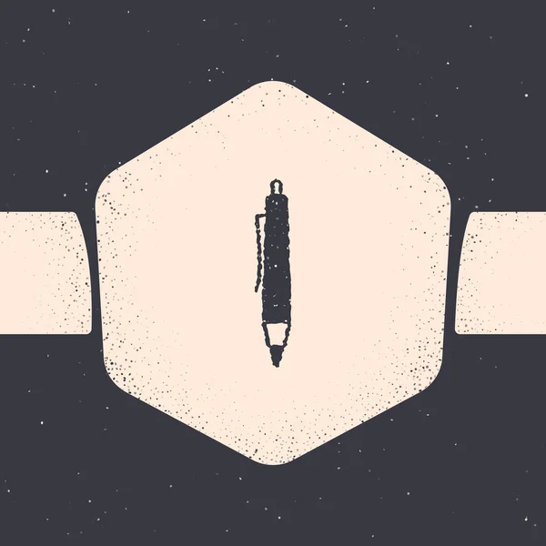 Icona Grunge Pen isolata su sfondo grigio. Disegno monocromatico vintage. Illustrazione vettoriale — Vettoriale Stock