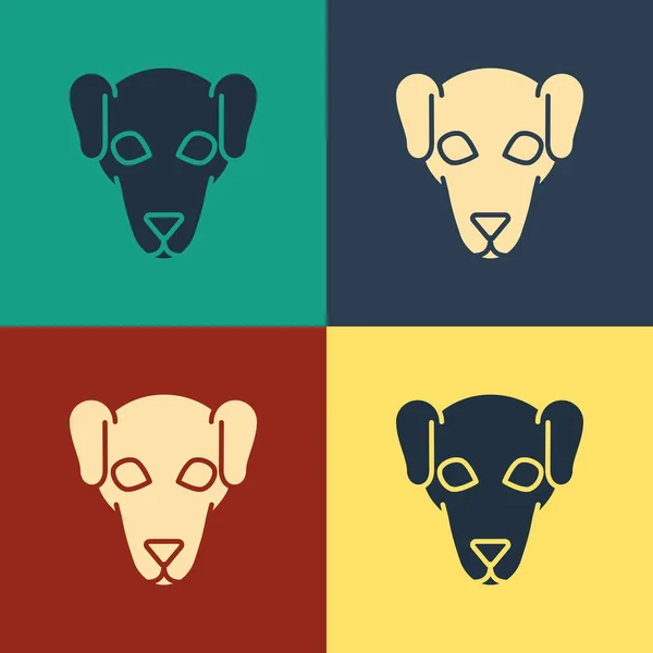 Ikona psa pro lov barev je izolovaná na barevném pozadí. Kresba stylu. Vektorová ilustrace — Stockový vektor