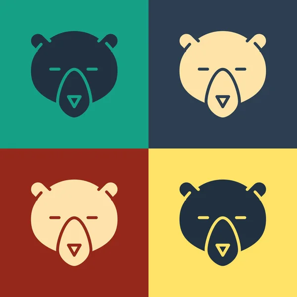 Color Bear head icon isolated on color background. Vintage style drawing. Vector Illustration — Stock Vector