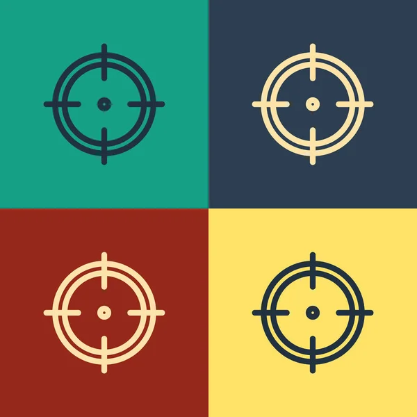 Color Target sport for shooting competition icon isolated on color background. Clean target with numbers for shooting range or shooting. Vintage style drawing. Vector Illustration