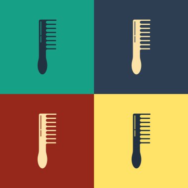 Renk saç fırçası simgesi renk arka planda yalıtılmış. Saç işaretini taramak. Berber sembolü. Vintage tarzı çizim. Vektör İllüstrasyonu