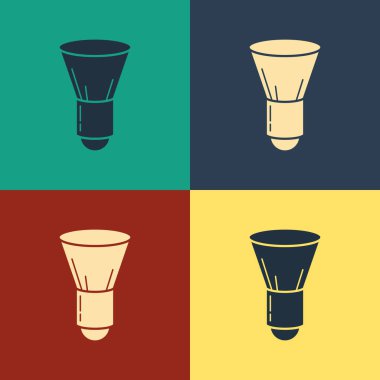 Renk arka planda yalıtılmış renk Tıraş fırçası simgesi. Berber dükkanı sembolü. Vintage tarzı çizim. Vektör İllüstrasyonu